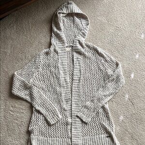 Hollister Open-Knit Hooded Cardigan - Beige